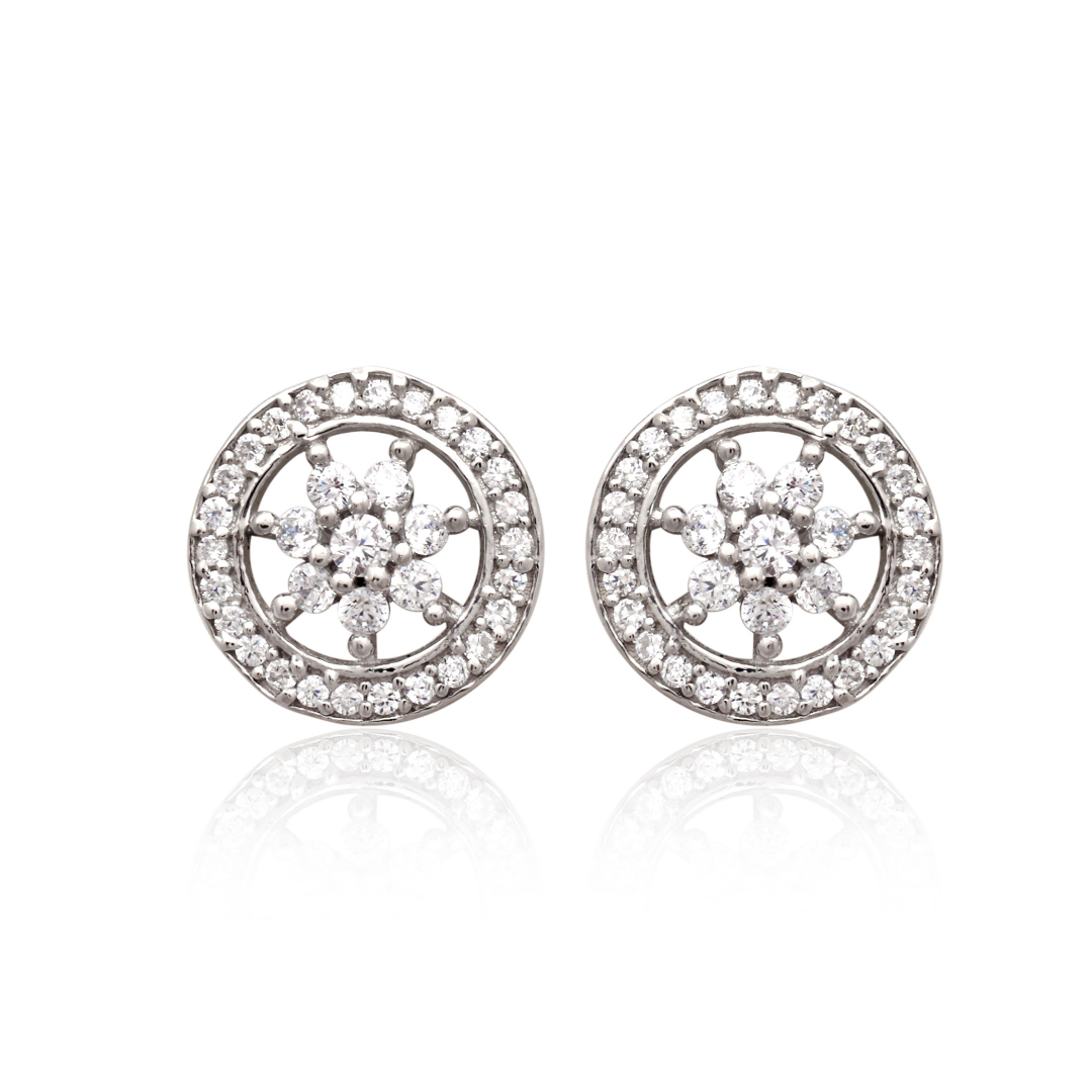 Blossom Aura Halo 925 Sterling Silver Stud Earrings