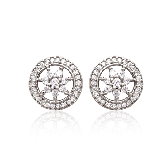 Blossom Aura Halo 925 Sterling Silver Stud Earrings