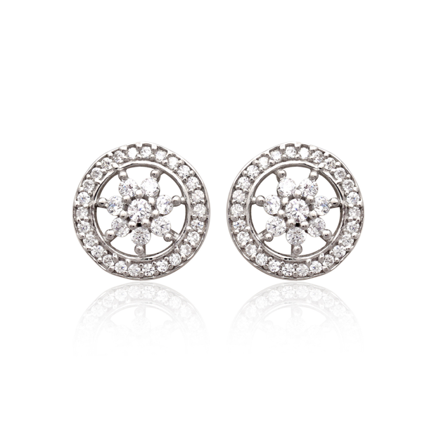 Blossom Aura Halo 925 Sterling Silver Stud Earrings