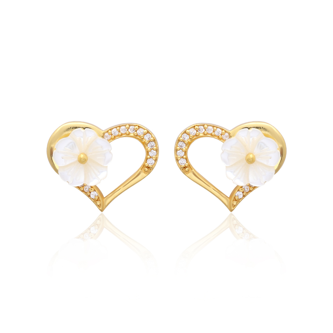 HeartBloom Pearl 925 Sterling Silver Studs