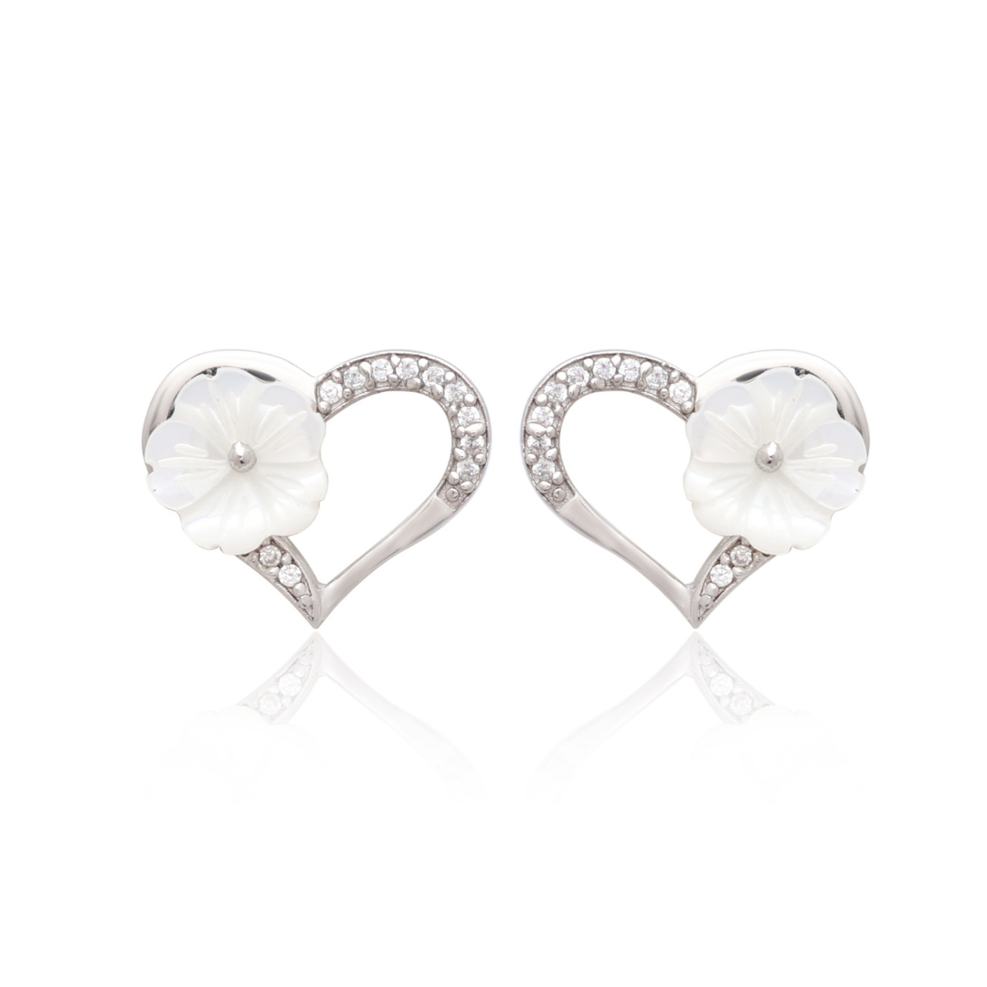 HeartBloom Pearl 925 Sterling Silver Studs
