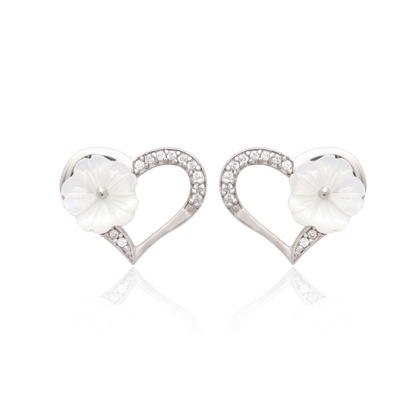 HeartBloom Pearl 925 Sterling Silver Studs