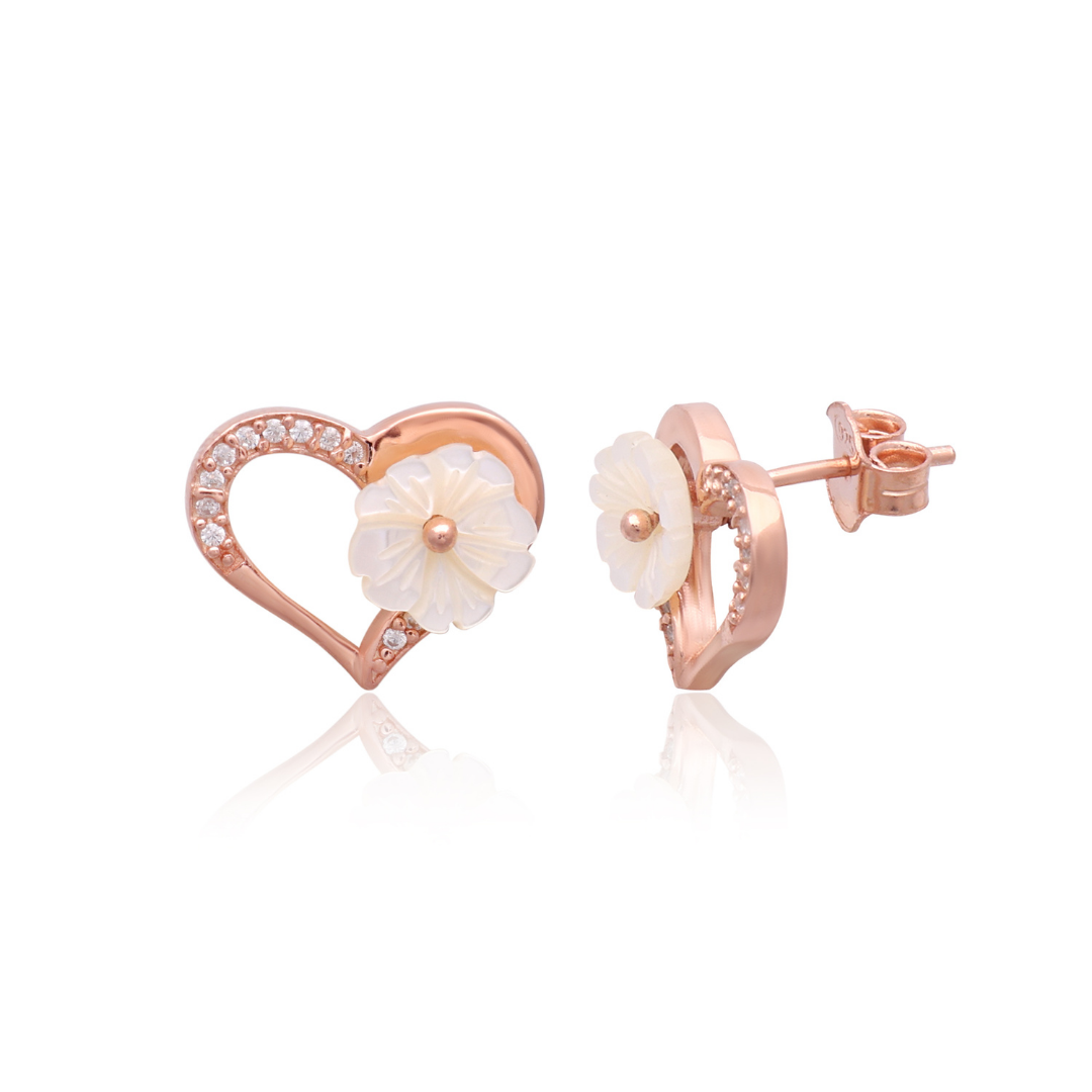HeartBloom Pearl 925 Sterling Silver Studs