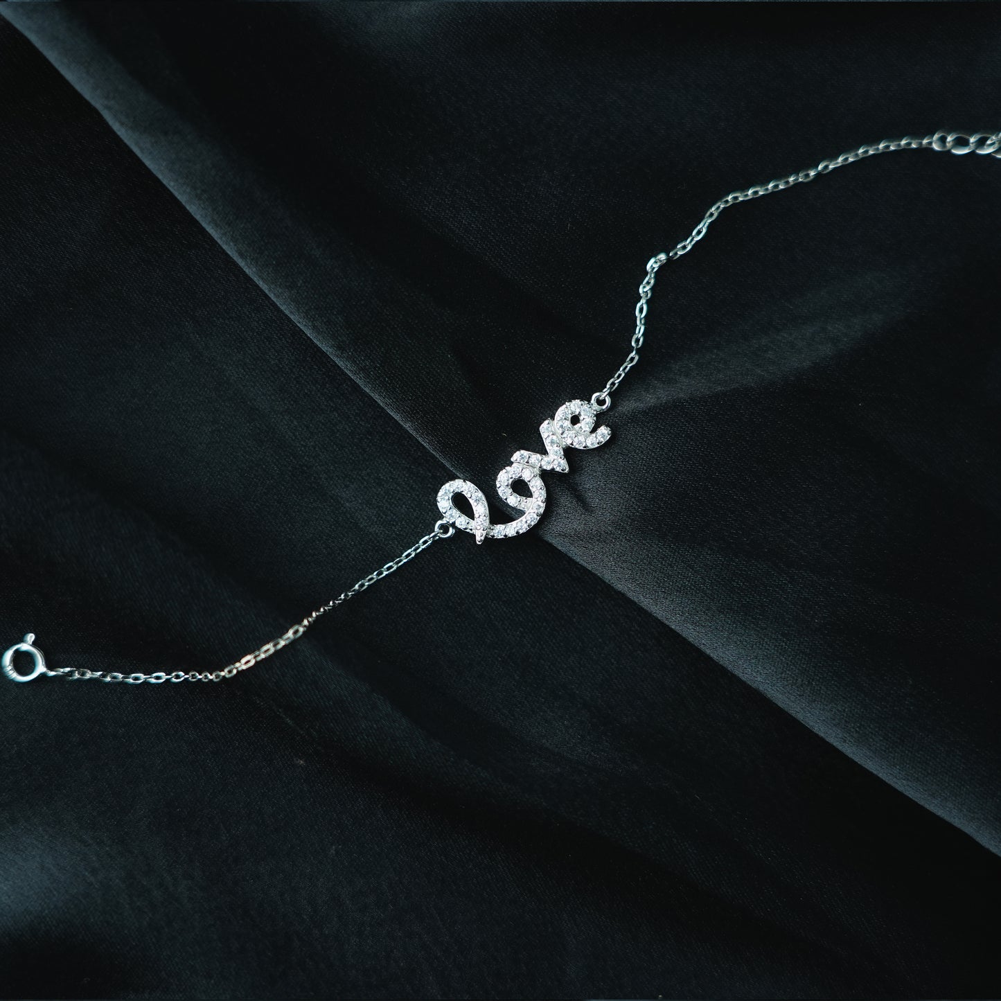 Silver Love Script Bracelet