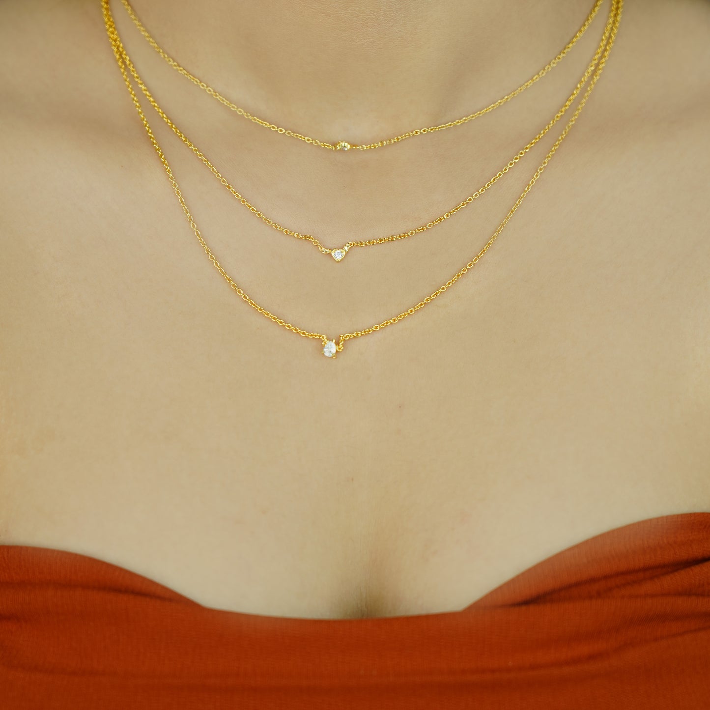 Sterling Silver Triple Layer Love Necklace