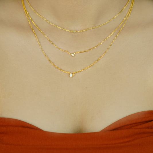 Sterling Silver Triple Layer Love Necklace