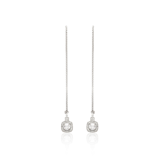 Celestial Glow 925 Sterling Silver Chain Earrings