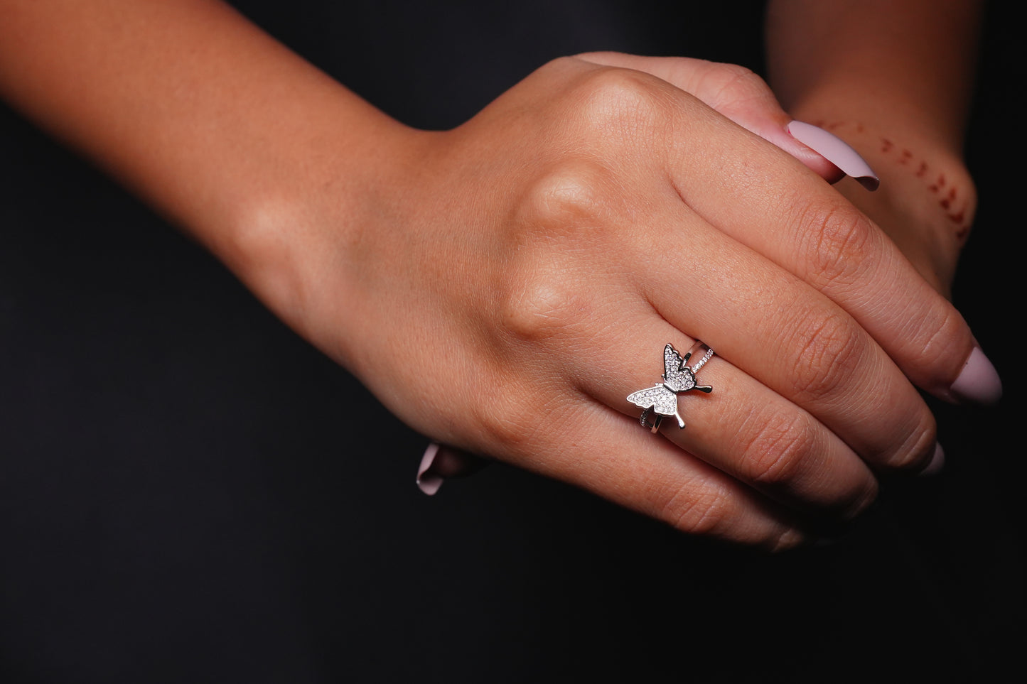 Flutter Grace Adjustable Butterfly Ring (Silver Finish)