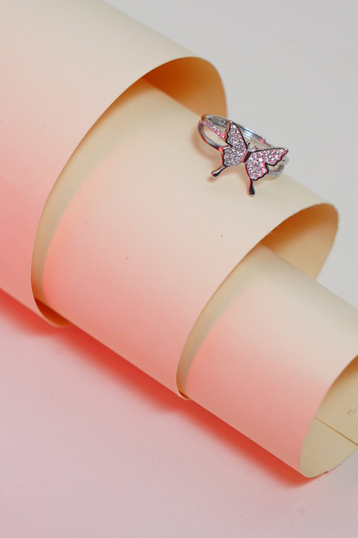 Flutter Grace Adjustable Butterfly Ring (Silver Finish)