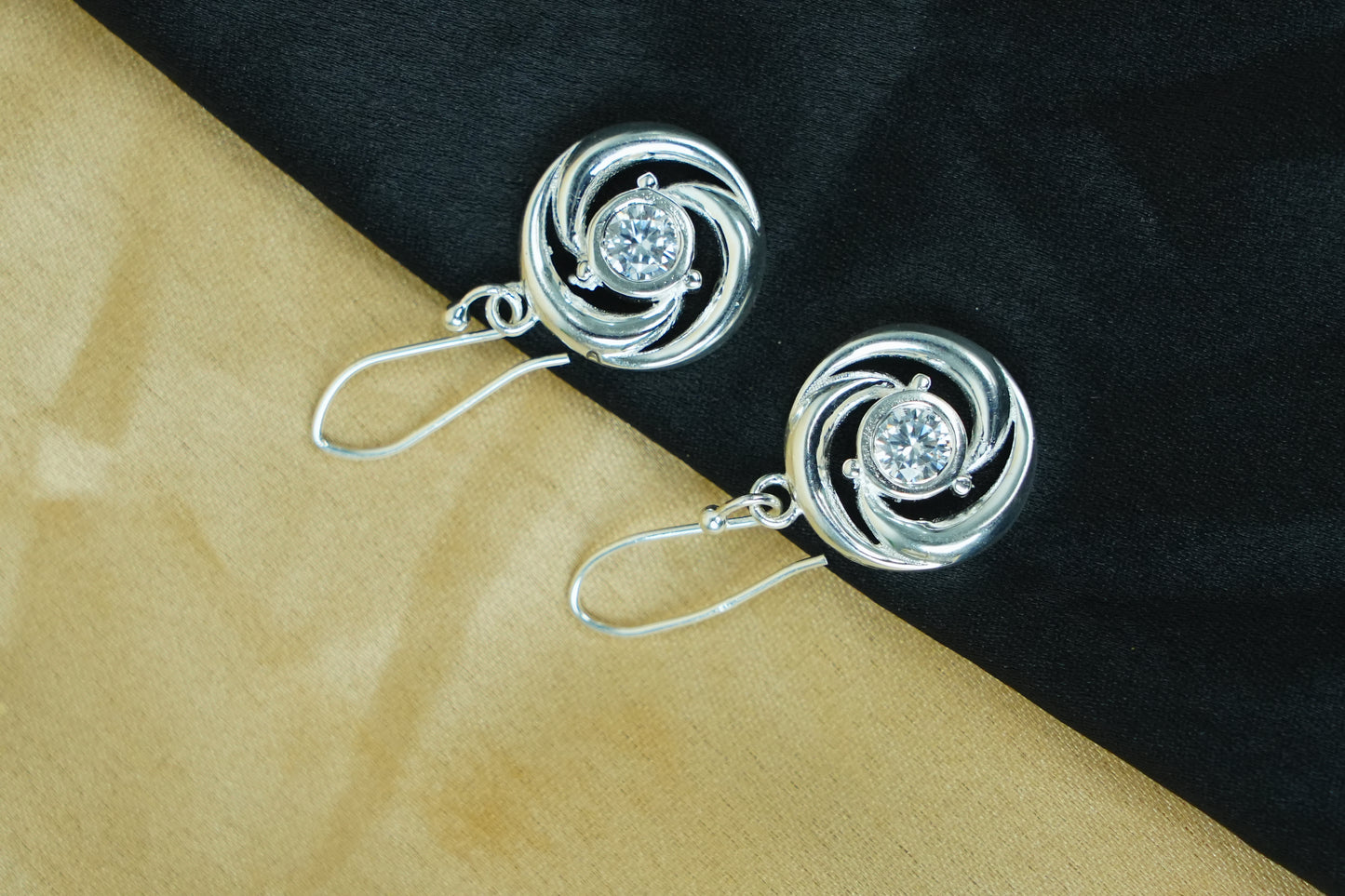 Celestial Swirl Silver Drop Earrings