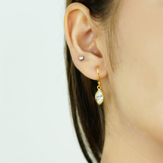 Solstice Shine” – 925 Sterling Silver Gold-Plated Marquise Earrings