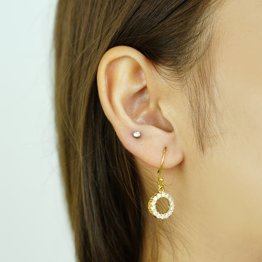 Aurelia Halo” – 925 Sterling Silver Gold-Plated Circle Earrings