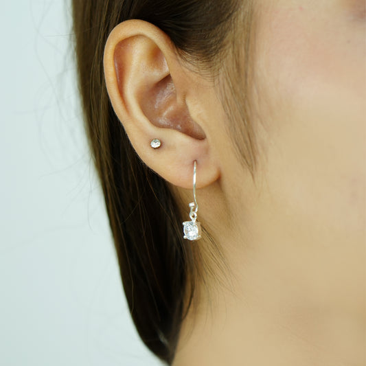 Solana Spark” – 925 Sterling Silver Solitaire Dangler Earrings