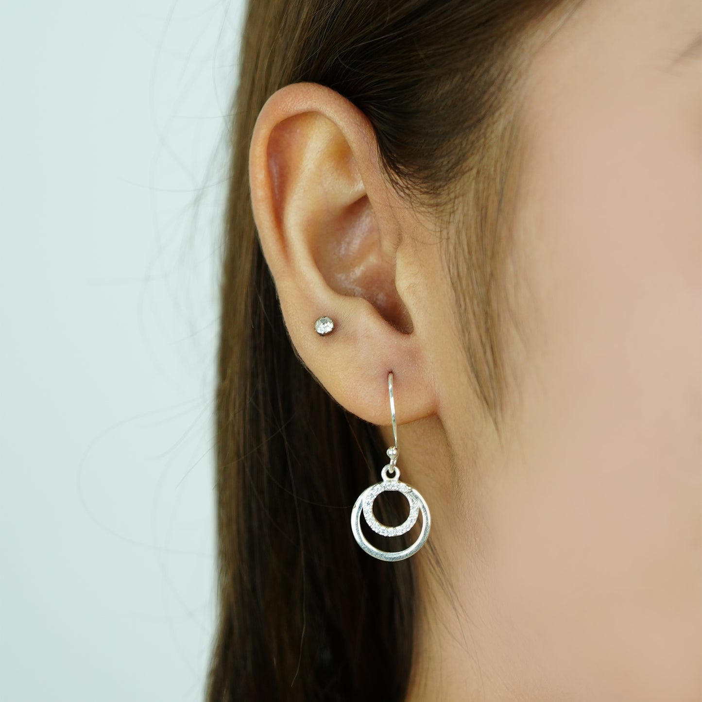 Celina Orbit” – 925 Sterling Silver Twin Hoop Earrings
