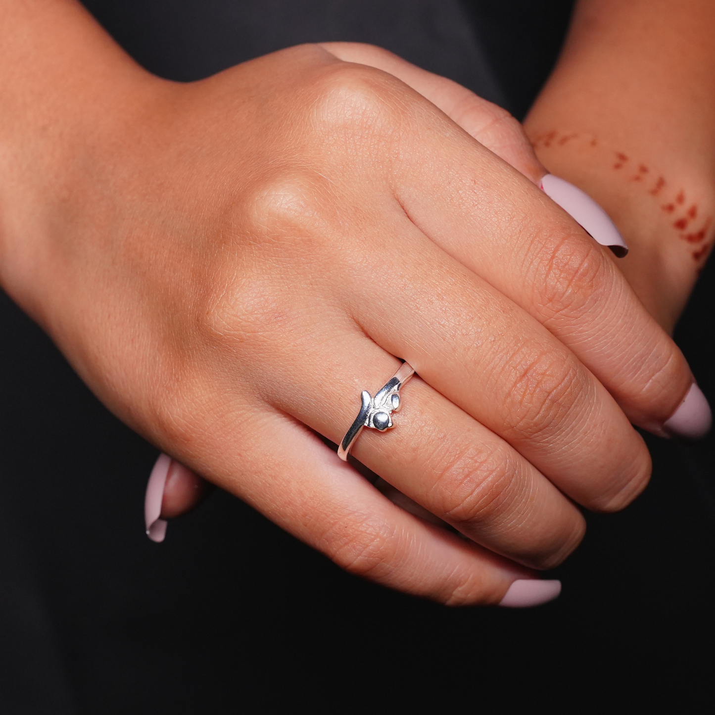 Silver Blossom Bud Ring
