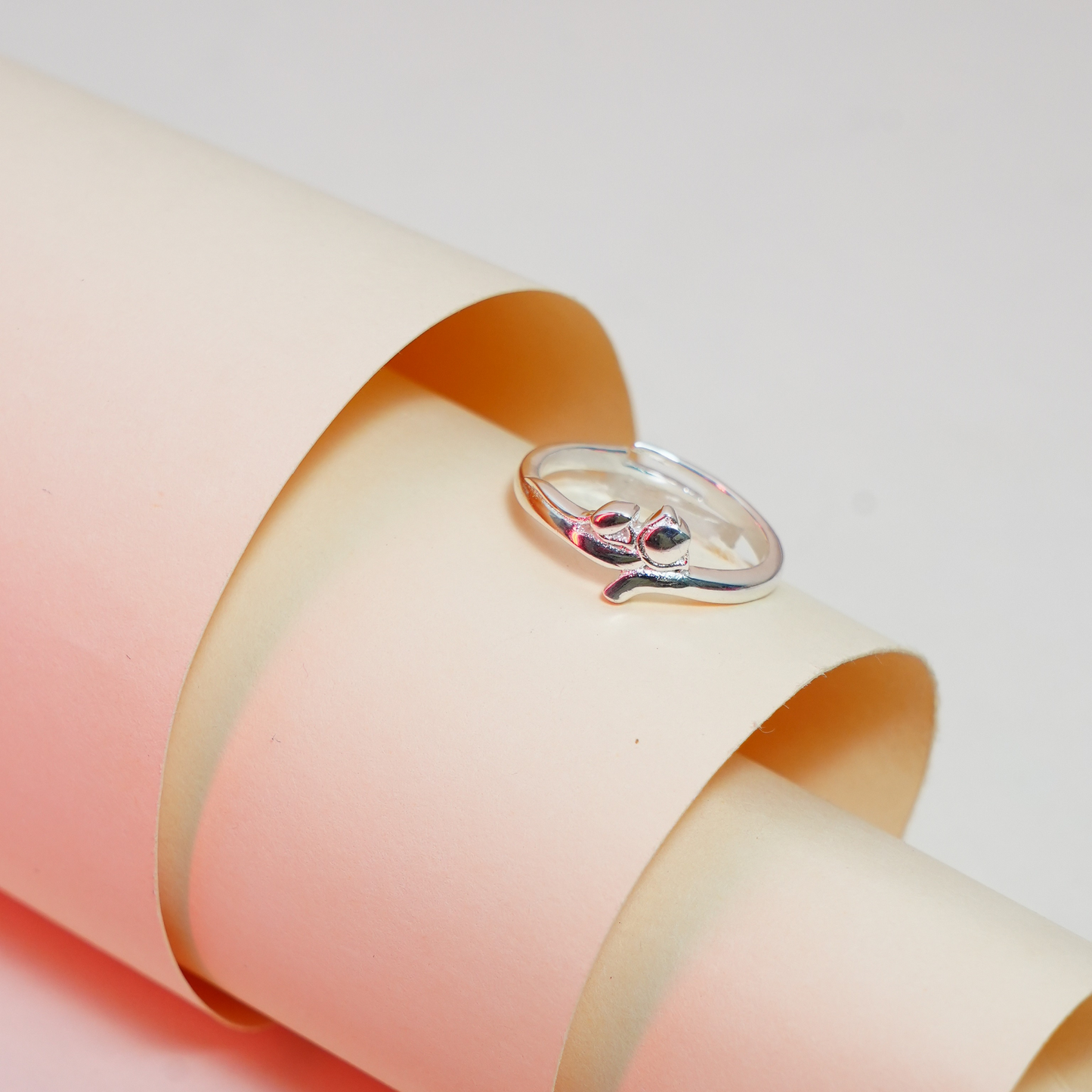 Silver Blossom Bud Ring