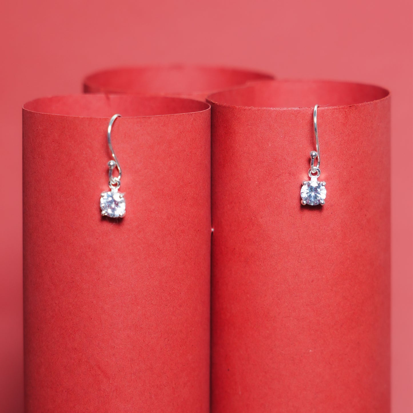 Solana Spark” – 925 Sterling Silver Solitaire Dangler Earrings