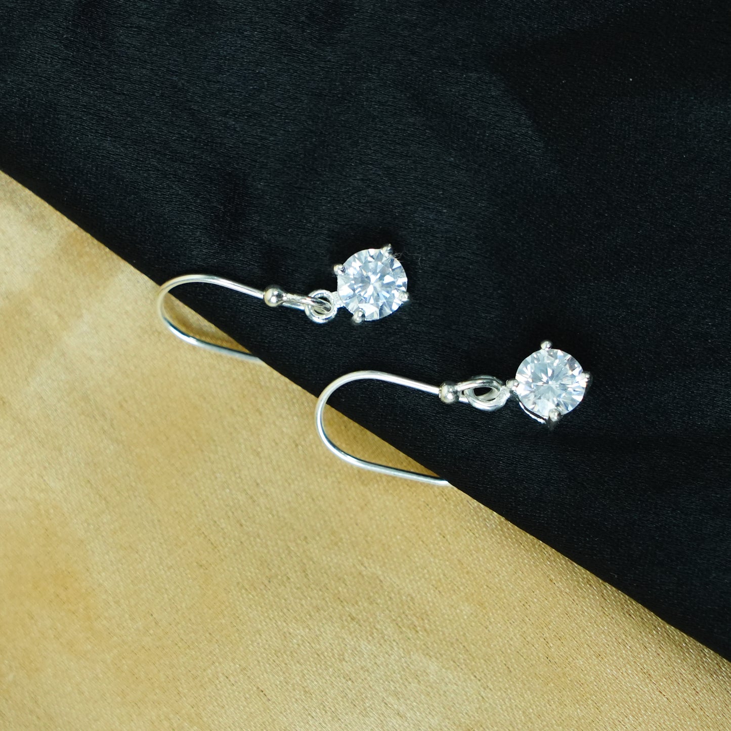 Solana Spark” – 925 Sterling Silver Solitaire Dangler Earrings
