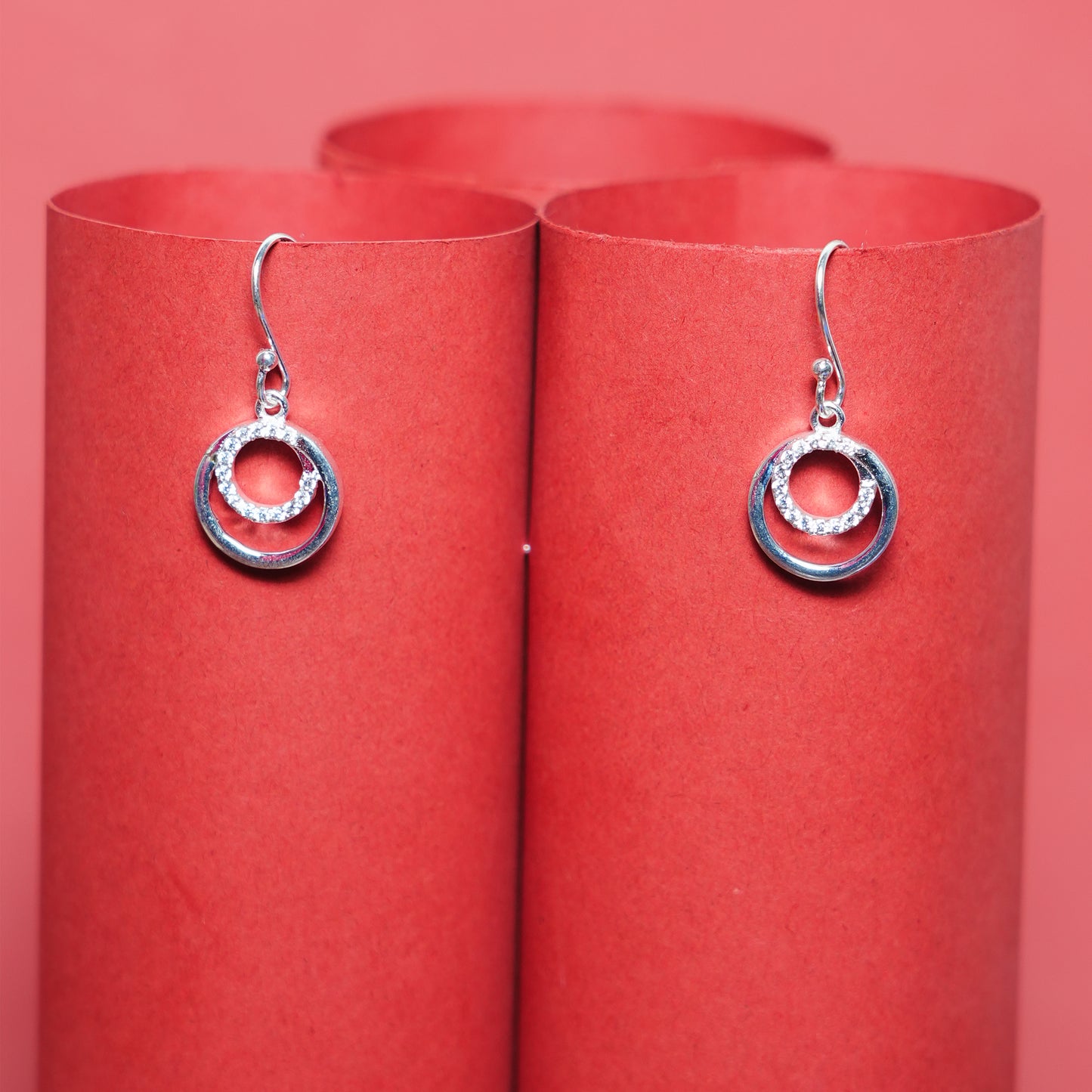 Celina Orbit” – 925 Sterling Silver Twin Hoop Earrings