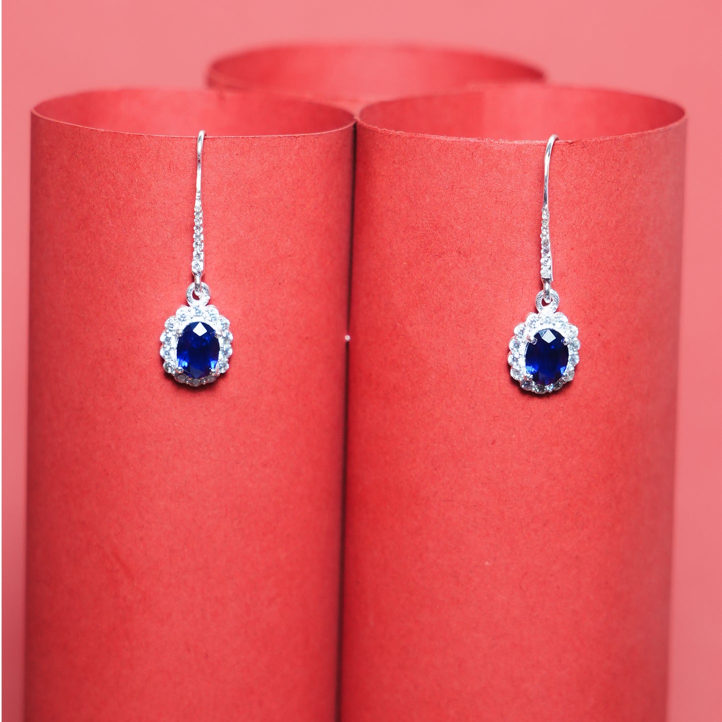 Midnight Royale” – 925 Sterling Silver Sapphire Drop Earrings