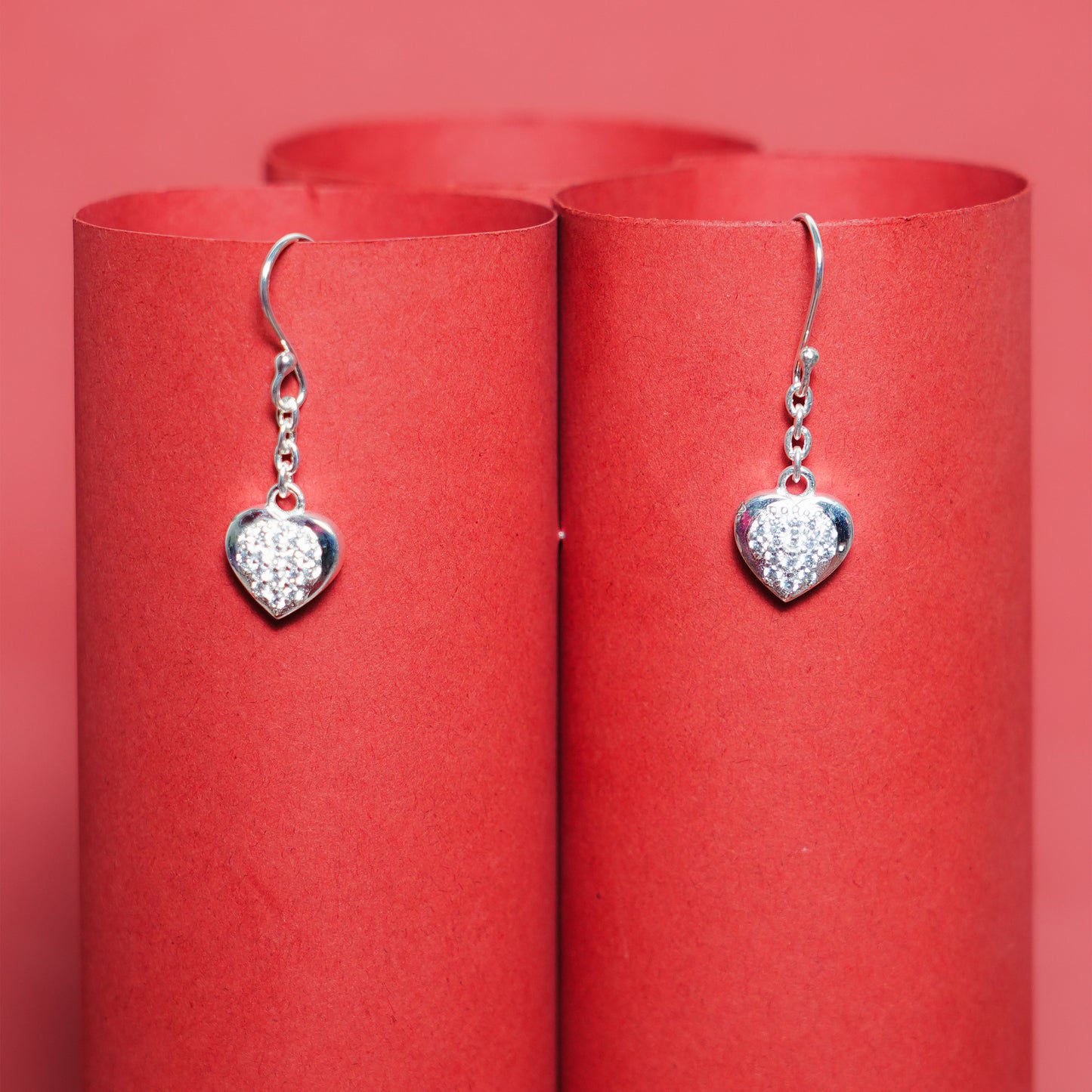 Amora Dangle” – 925 Sterling Silver Heart Earrings