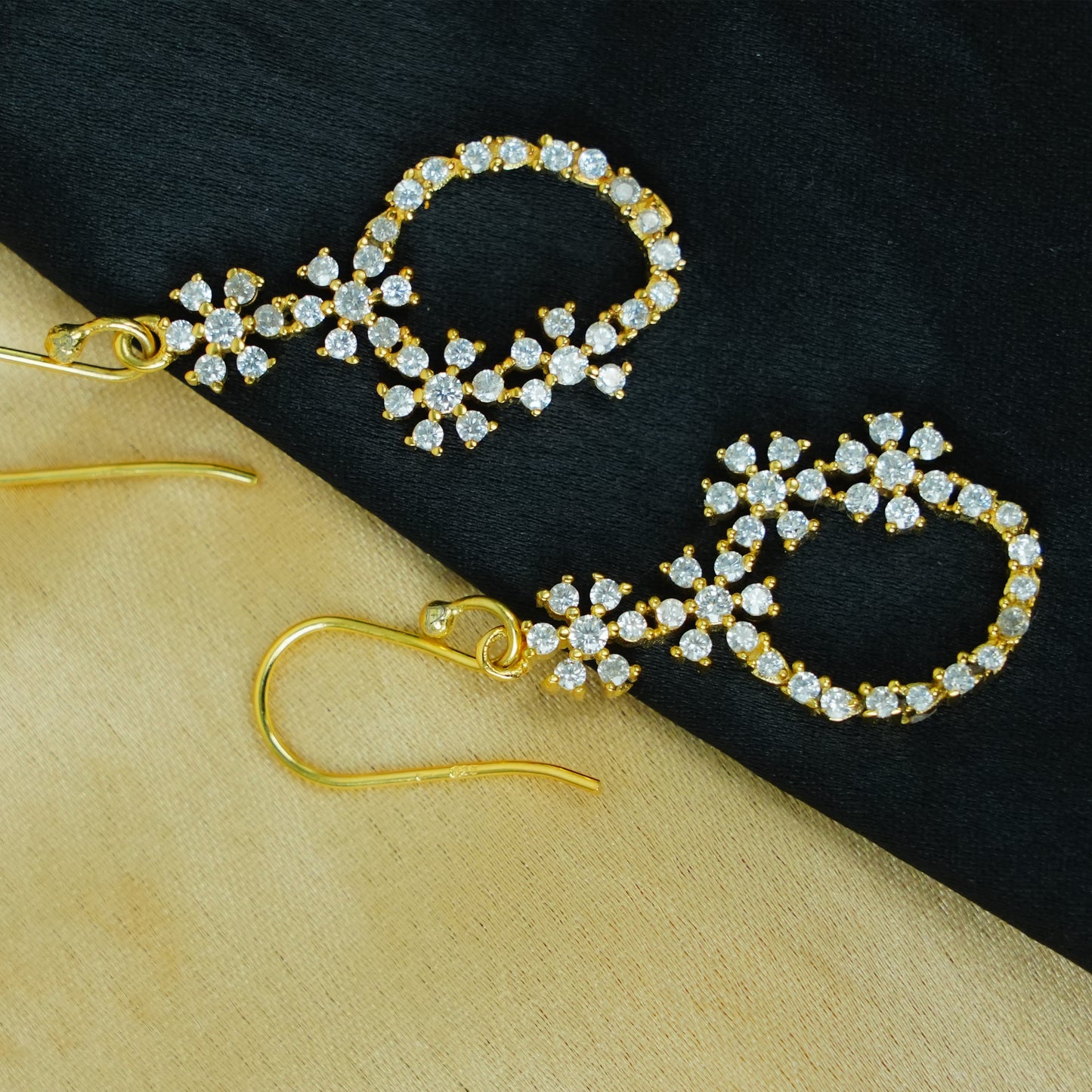 Zahra Bloom” – 925 Sterling Silver Gold-Plated Floral Earrings