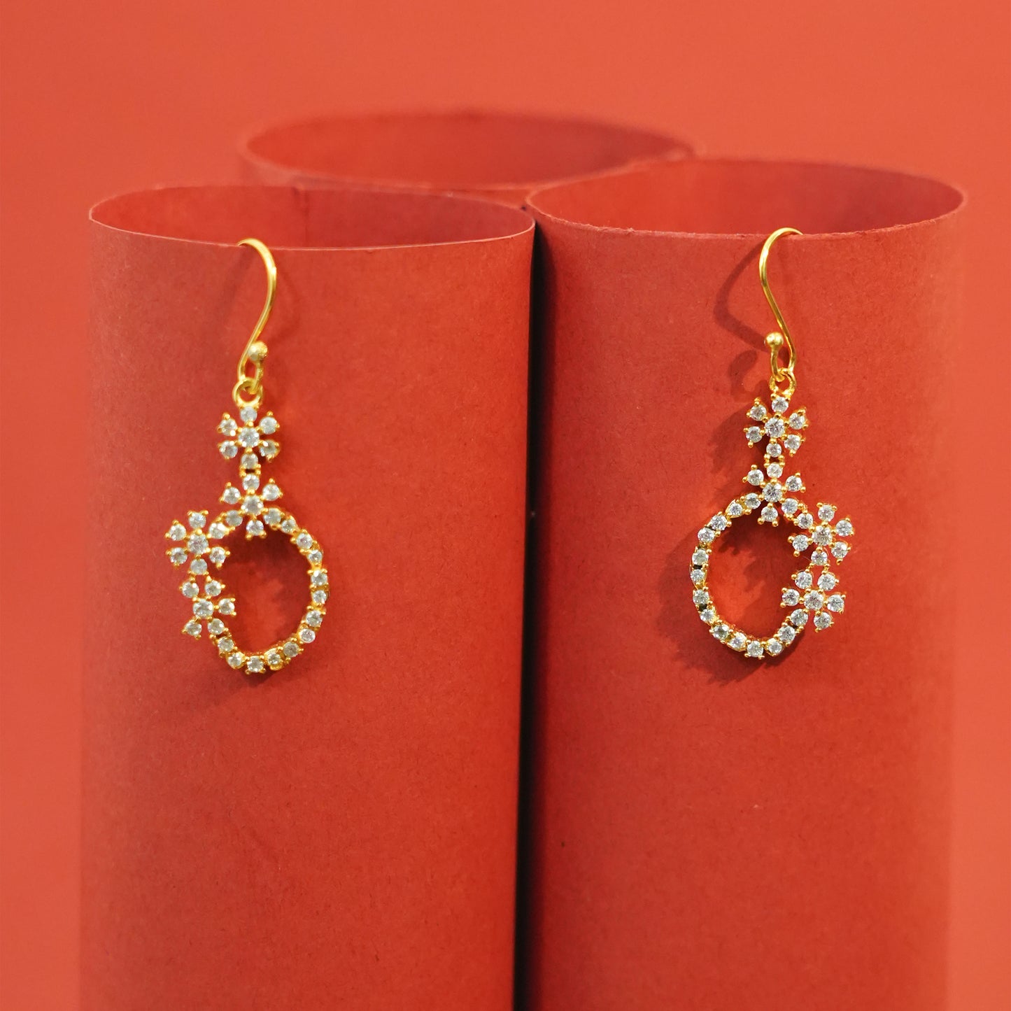 Zahra Bloom” – 925 Sterling Silver Gold-Plated Floral Earrings