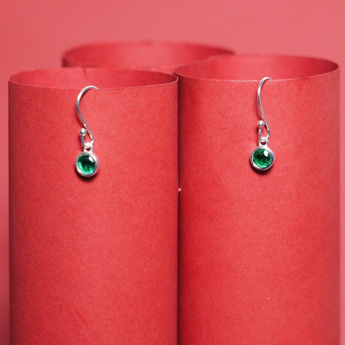 Verdora Charm” – 925 Sterling Silver Green Solitaire Drop Earrings