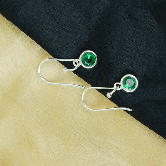 Verdora Charm” – 925 Sterling Silver Green Solitaire Drop Earrings